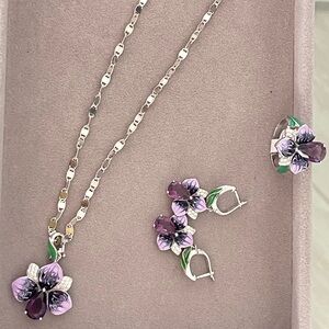 Elegant Purple Floral Jewelry Set